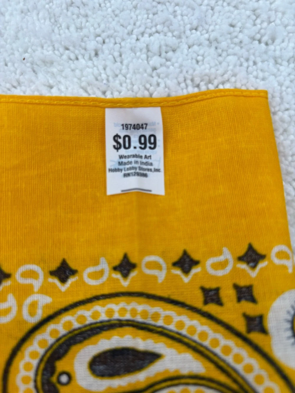 NEW Hobby Lobby Mustard Yellow Paisley 12 Bandanas-22” x 22”